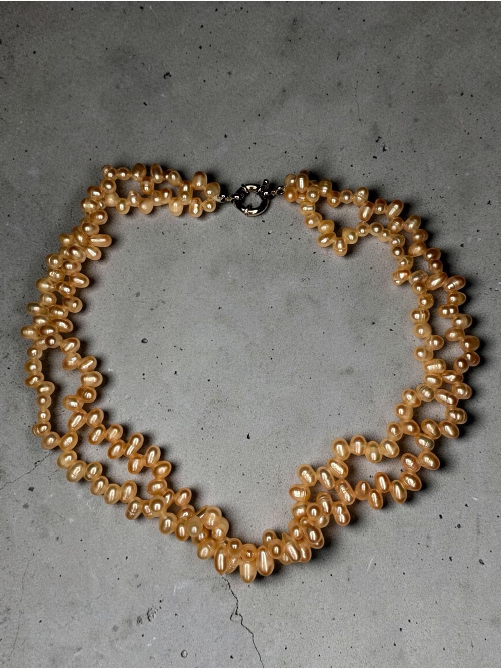 Rose Gold Pearl Multi-Strand Choker Necklace - Women Jewelry